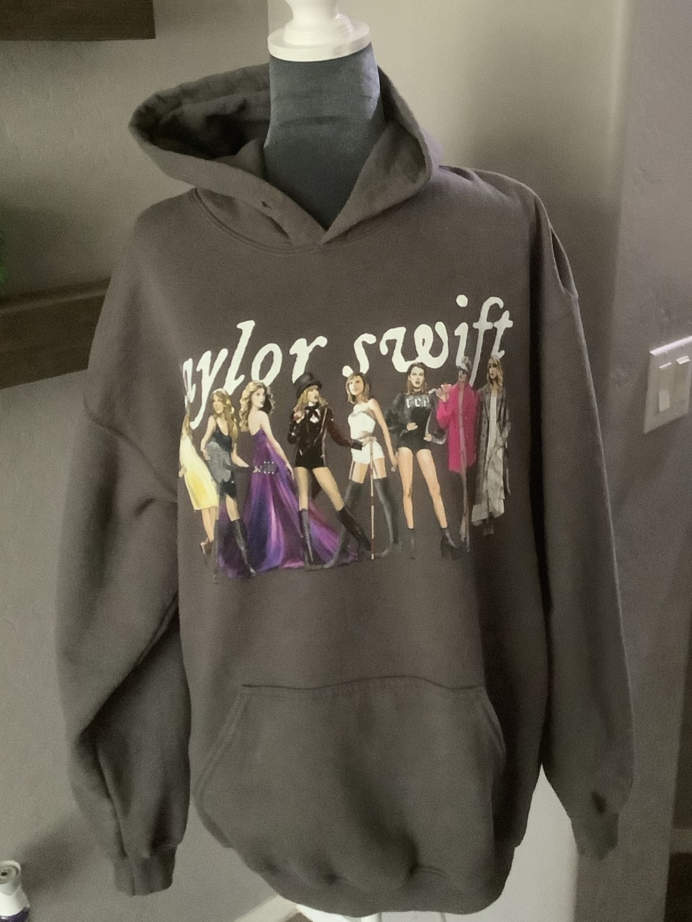 Taylor Swift Charcoal Graphic Hoodie - Women's Pullover, Large